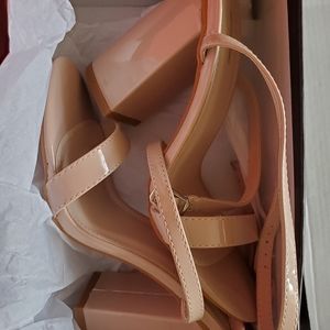 Nude block heels size 5
